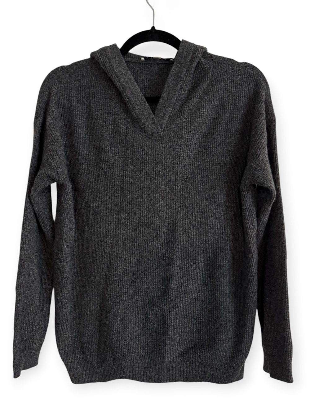 The Cashmere Project Grey 100% Cashmere Waffle Knit Hoodie Womens Medium